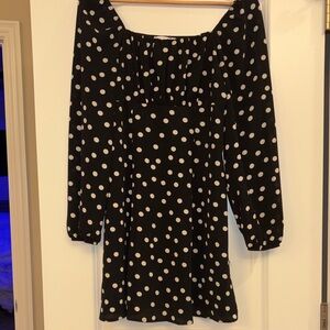 Polka Dot Mini Dress - Black and White